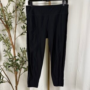 Sweaty Betty Black High-Waist Cropped Leggings Velvet Stripe (A2)